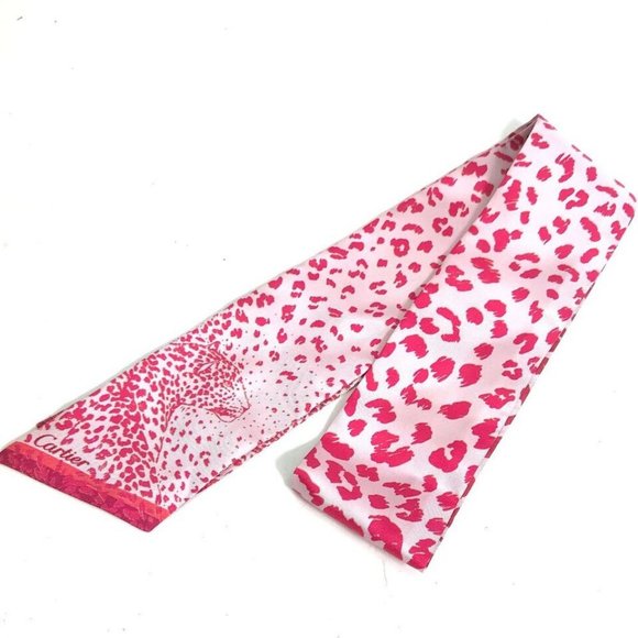 CARTIER Novelty PANTHERE leopard print Bandeau Scarf Unused - Picture 3 of 16